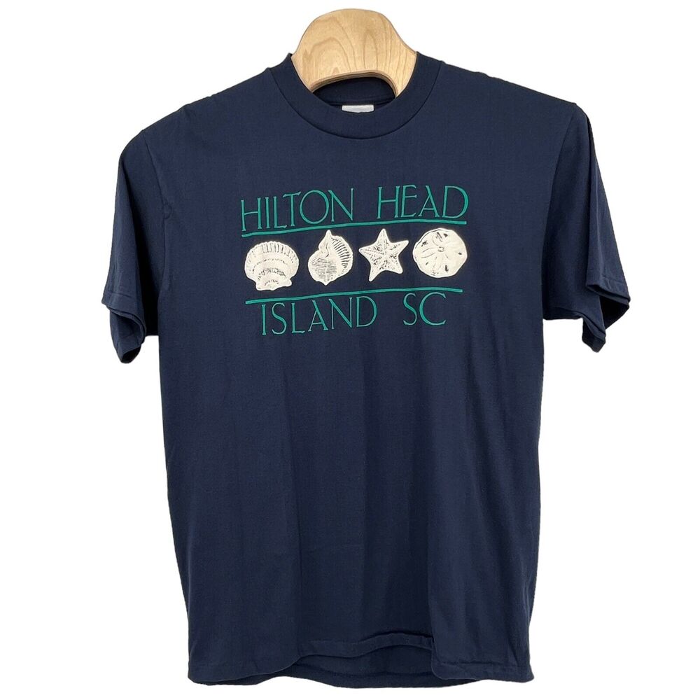 Vintage Island Gear Single Stitch Hilton Head‎ Island Embossed Seashells Xl